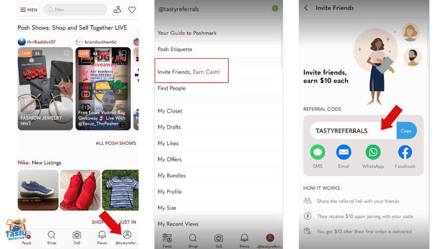 10 Poshmark Referral Code + 10 Sign up Bonus Tasty Referrals