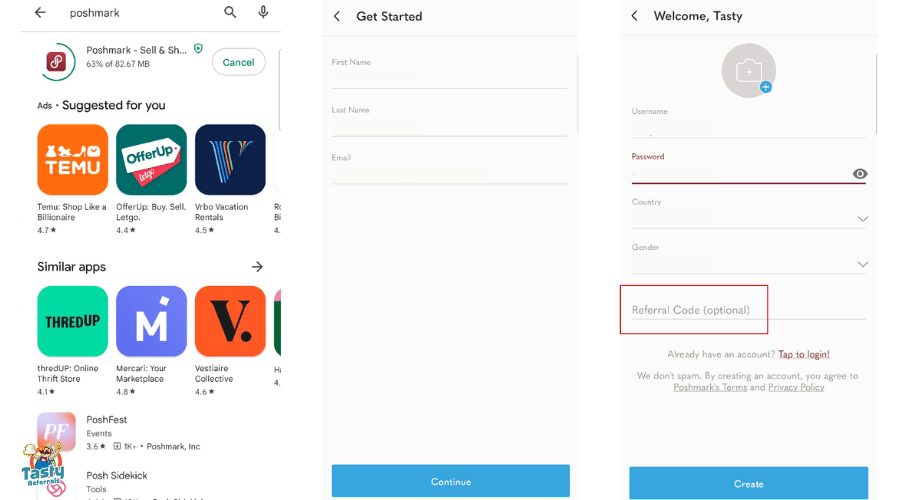 Sign up with a Poshmark referral code